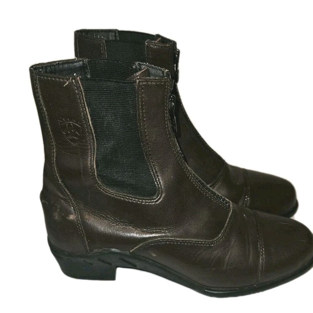 Women's Ariat Paddock Riding Boots Size 6 Brown Leather Horse Equestrian Zip Up
